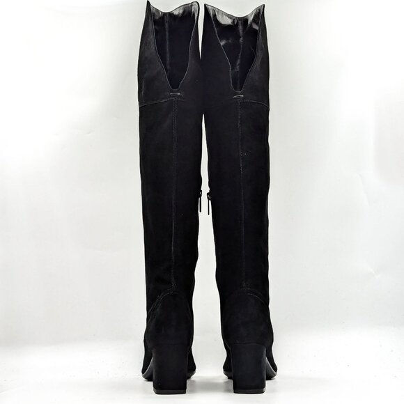 Aquatalia Women Barbera Black Suede OTK Block Heel Boots size 11 - Picture 3 of 12